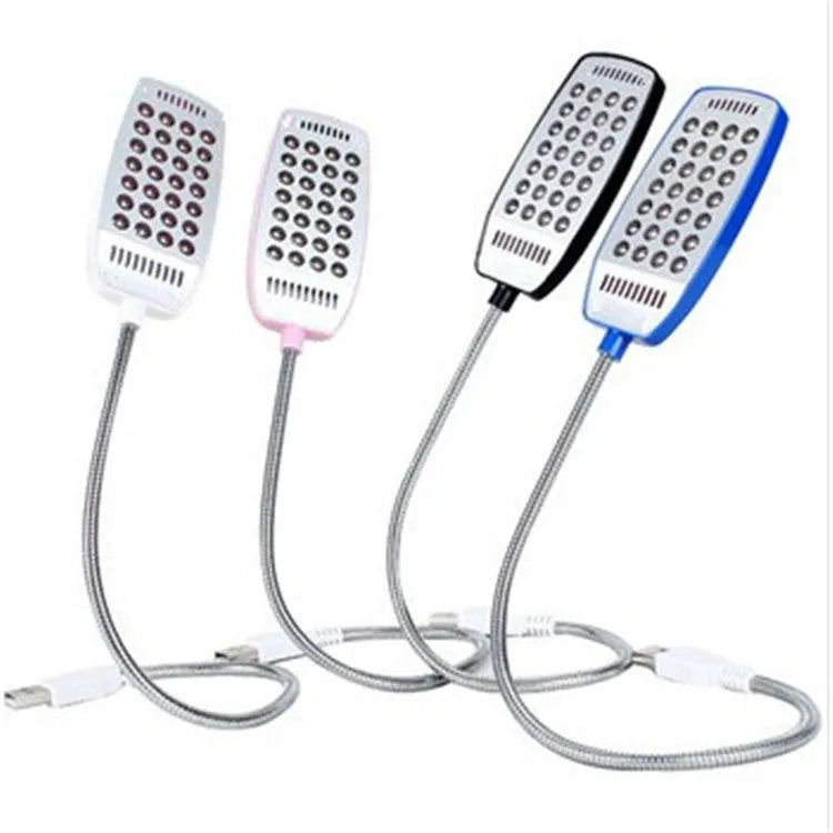 Flexible USB LED reading light with adjustable gooseneck neck in four colour options