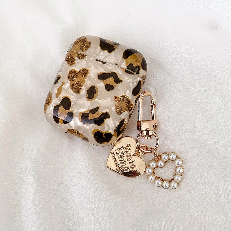 Shell yellow leopard print soft TPU flip case for Apple AirPods Pro 1 and 2 generation headphones