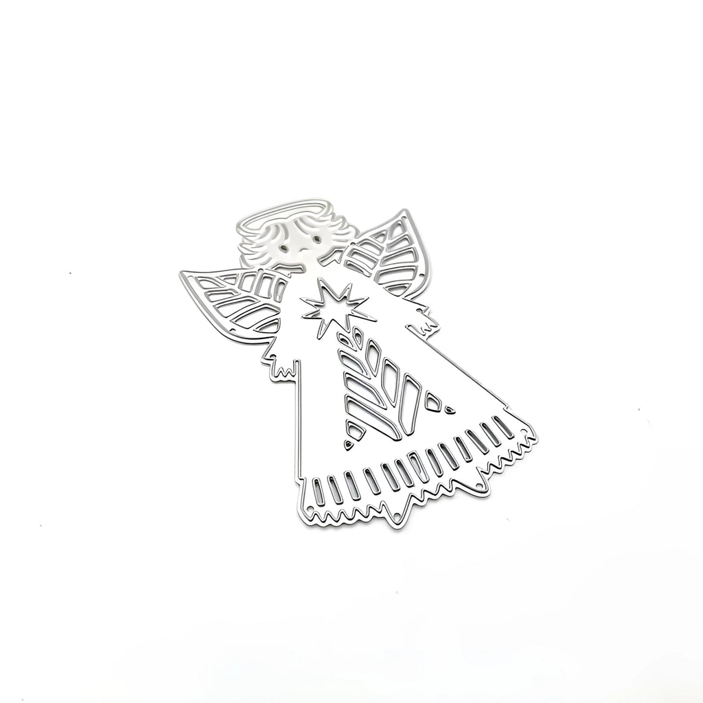 White angel knife mold for embossing greeting cards with figures and gods decorative pattern
