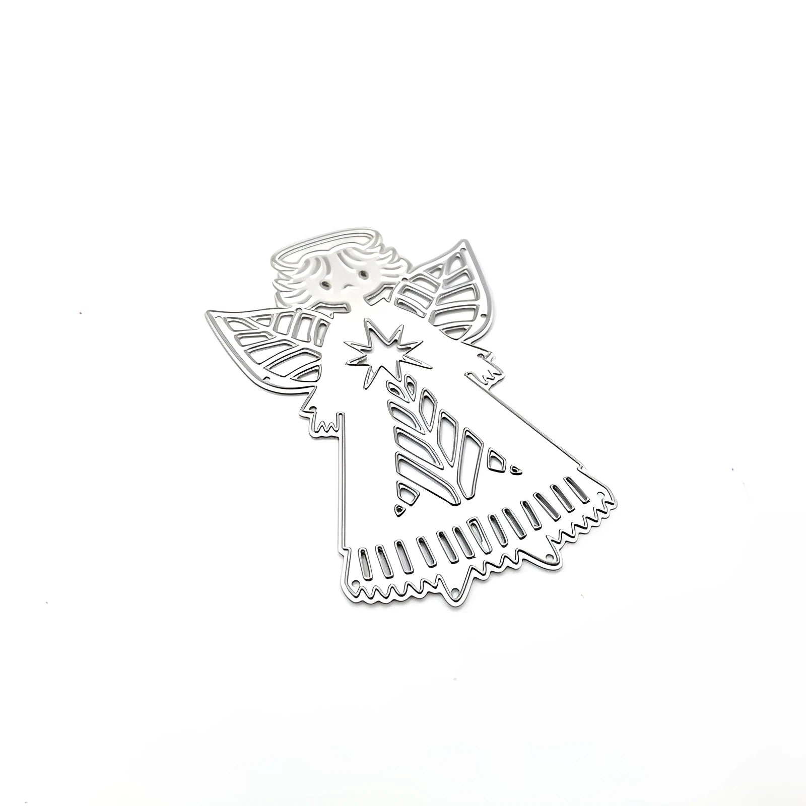 White angel knife mold for embossing greeting cards with figures and gods decorative pattern