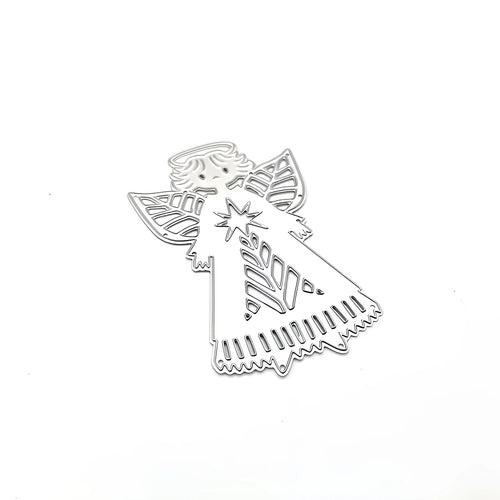 White angel knife mold for embossing greeting cards with figures and gods decorative pattern