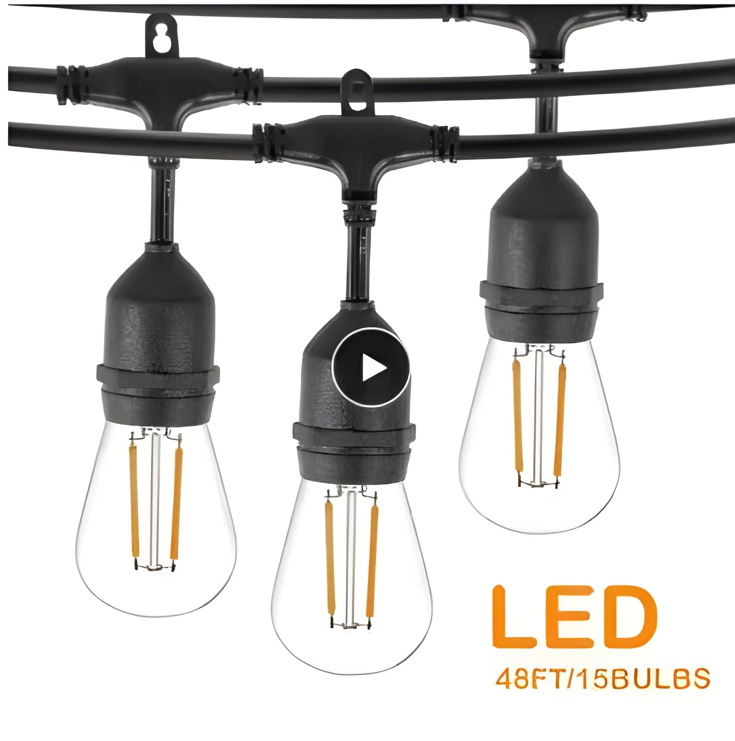 Black LED fairy light decoration string with EU plug for indoor and outdoor lighting