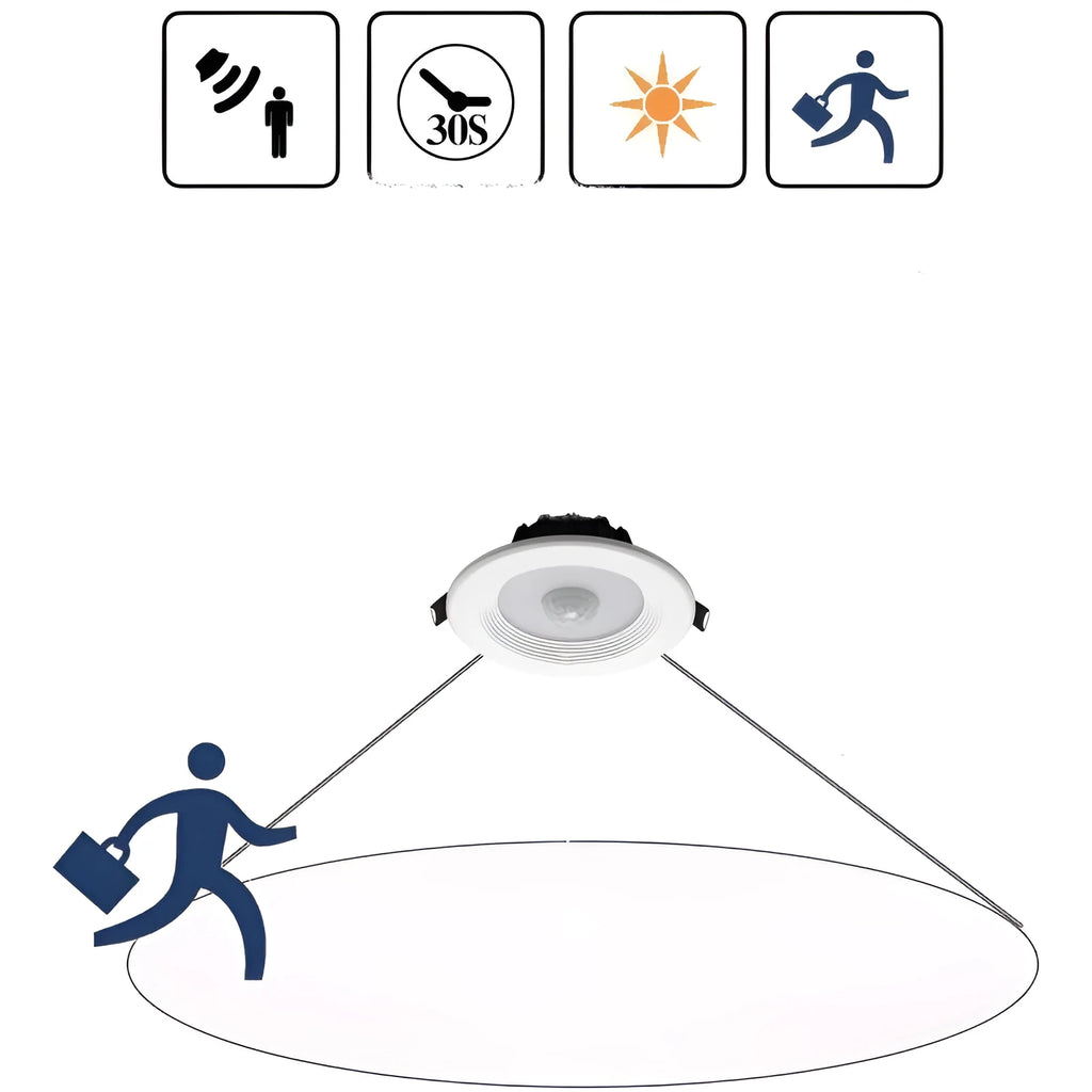 Infrared body sensing LED down light spotlight with aluminium construction for indoor corridor and room lighting
