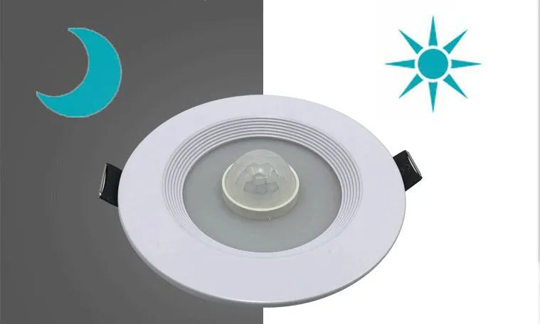 Infrared body sensing LED down light spotlight with aluminium construction for indoor corridor and room lighting
