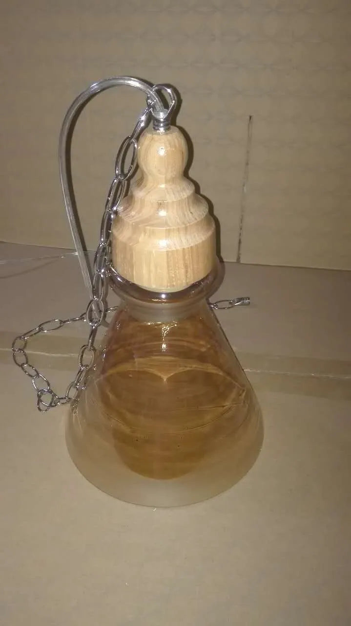 Nordic style wood grain glass single head pendant light with adjustable height