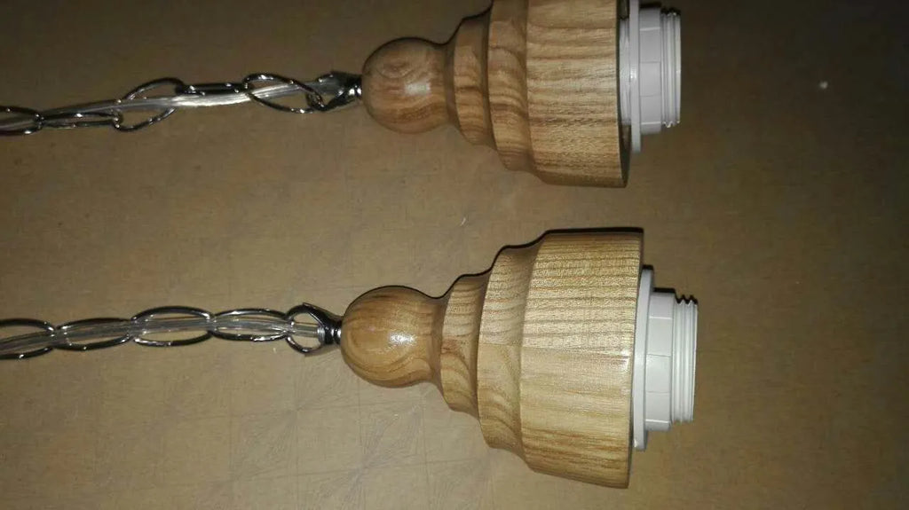 Nordic style wood grain glass single head pendant light with adjustable height