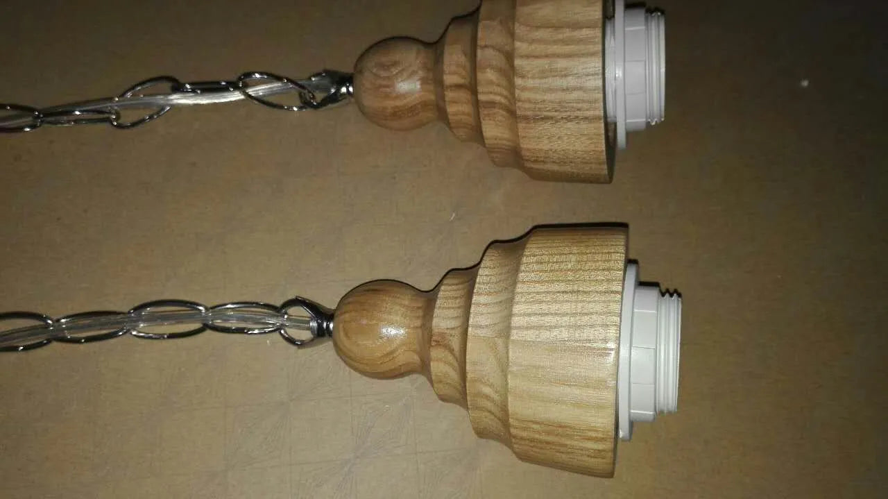 Nordic style wood grain glass single head pendant light with adjustable height
