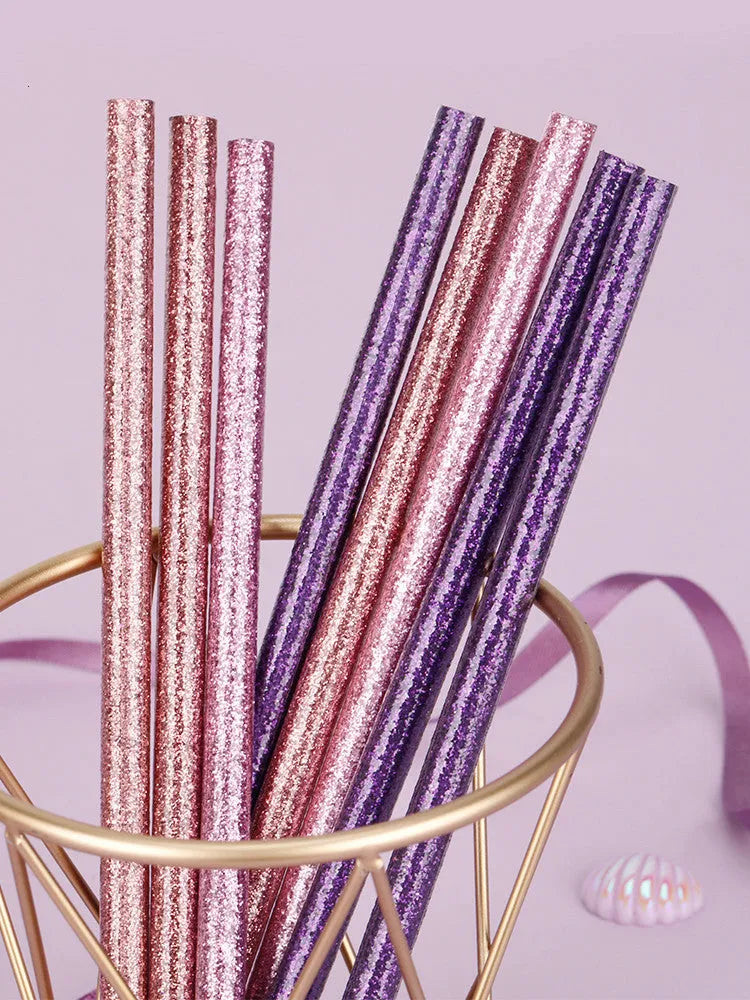 Mixed colour HB pencil writing set with purple glitter and pale pink options in display box