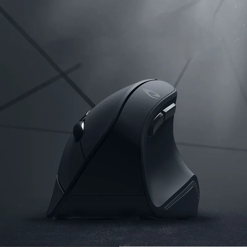 Vertical 2.4G wireless ergonomic mouse in black for computer notebook with USB receiver