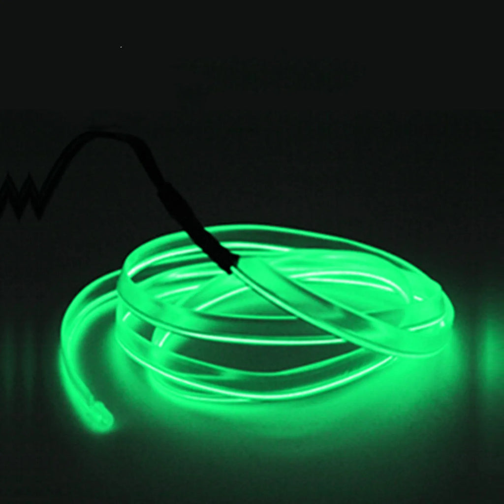 Car LED atmosphere light with USB, 12V cold light tube in blue, inserted into car dashboard gap