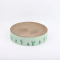 Green round corrugated paper cat scratching pad and bed for medium cats, 36x36x8cm