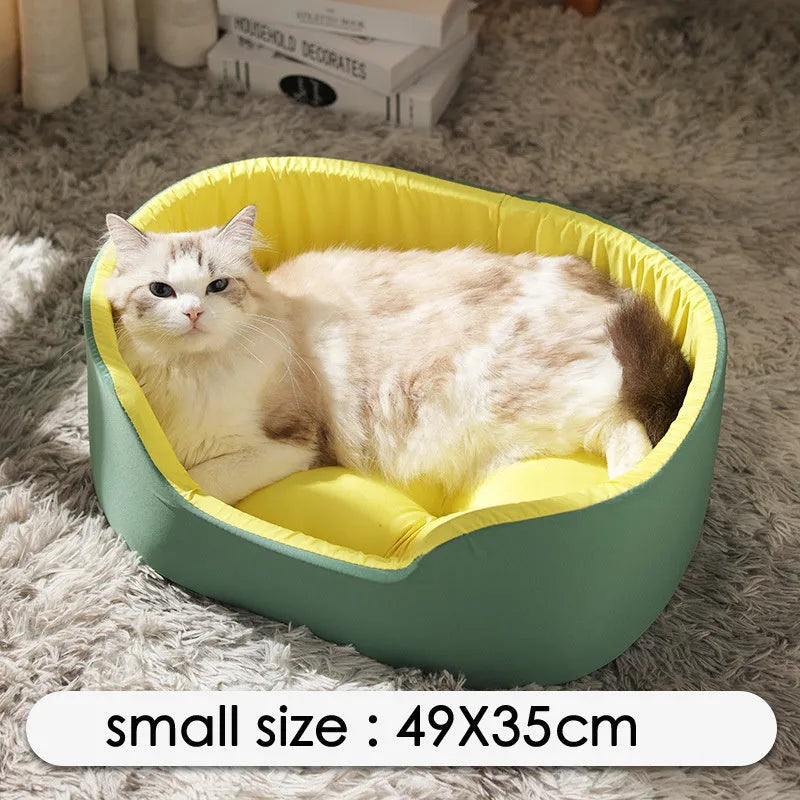 Washable cloth pet kennel with removable cushion in black or green colour showing three size options