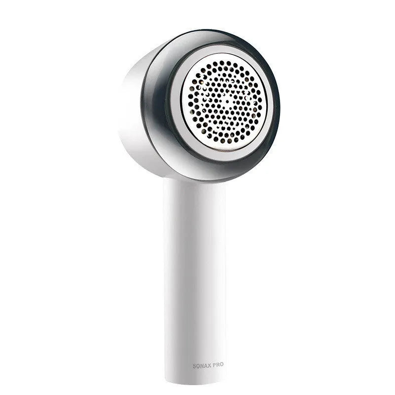 White rechargeable clothes shaver for removing pilling from jerseys and knitwear