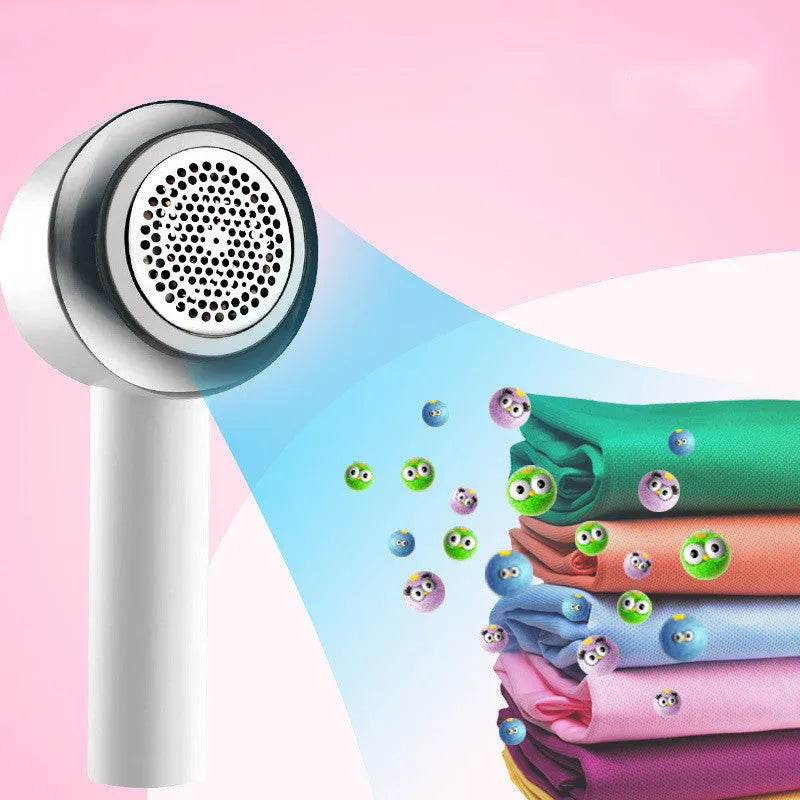 White rechargeable clothes shaver for removing pilling from jerseys and knitwear