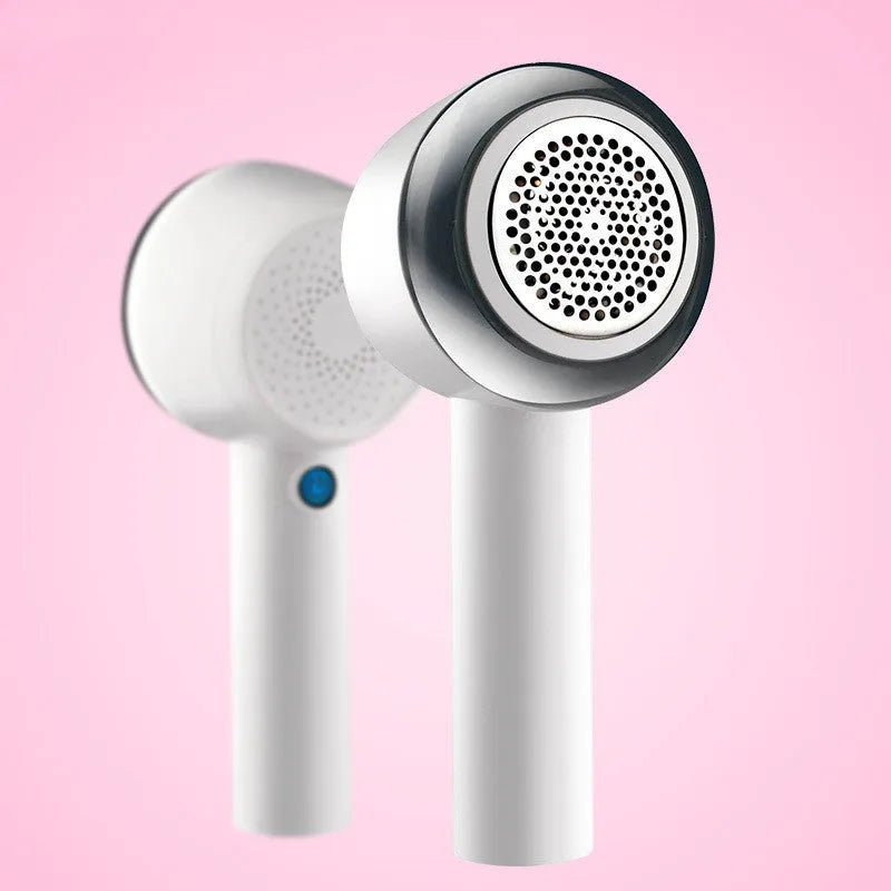 White rechargeable clothes shaver for removing pilling from jerseys and knitwear