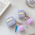 Purple silicone case for Apple AirPods with clamshell closure and fur ball pendant