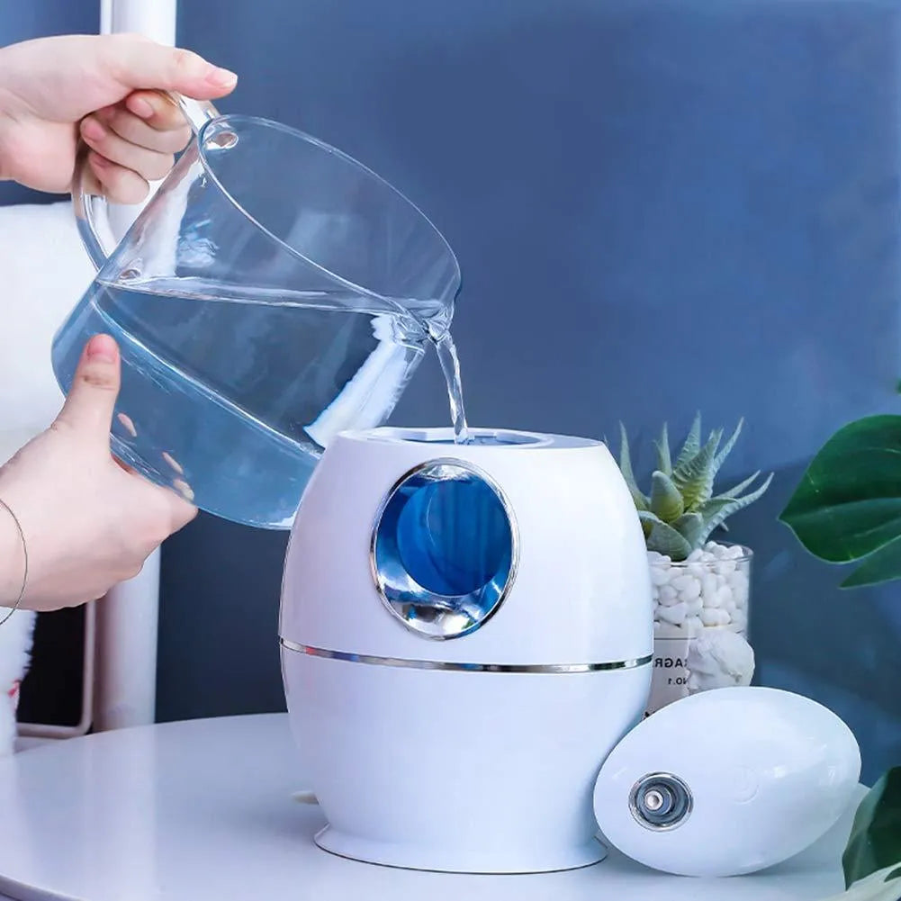 White round USB-powered aromatherapy humidifier with 800ml water tank capacity