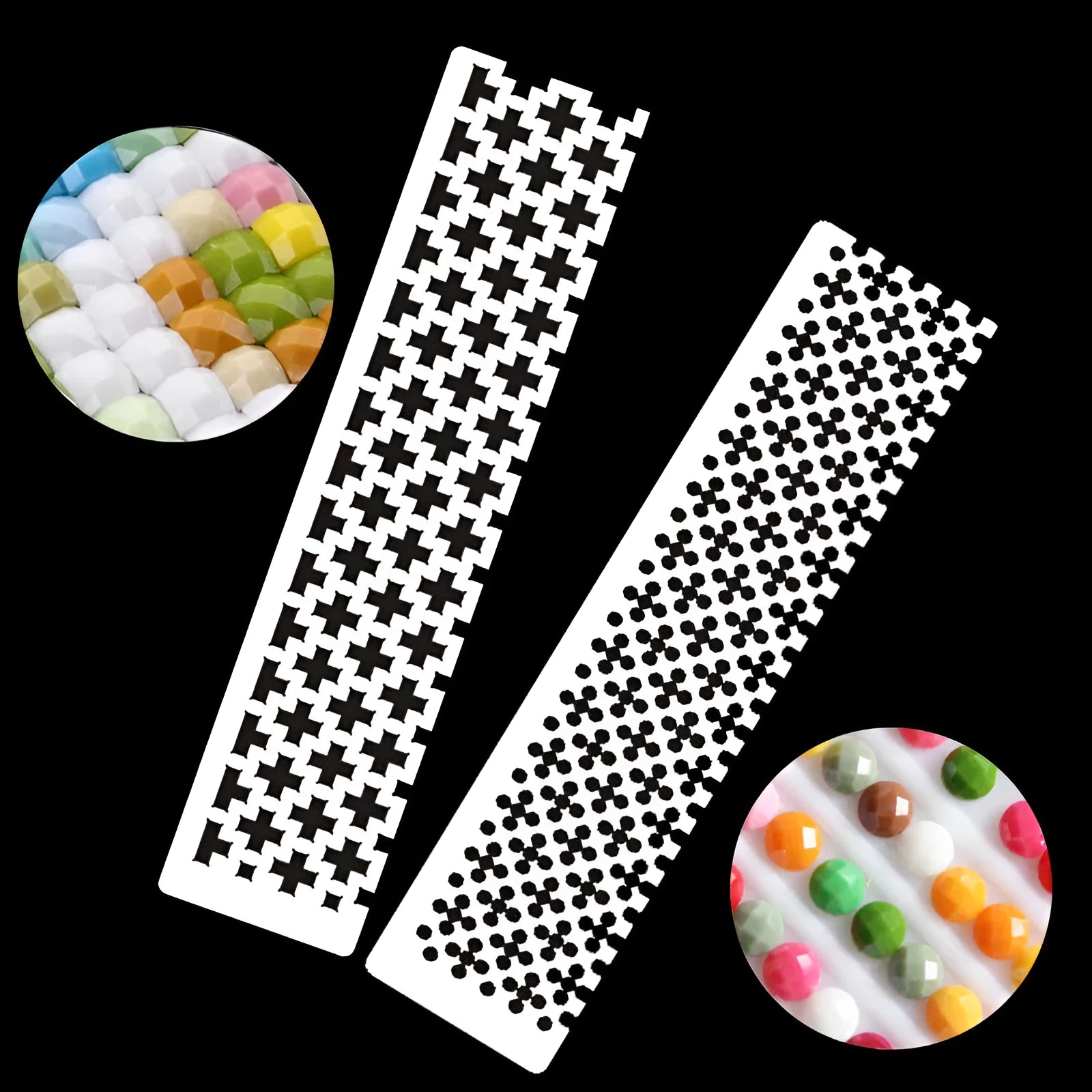 Stainless steel diamond painting grid ruler with plum pattern measuring 15 by 3 centimetres