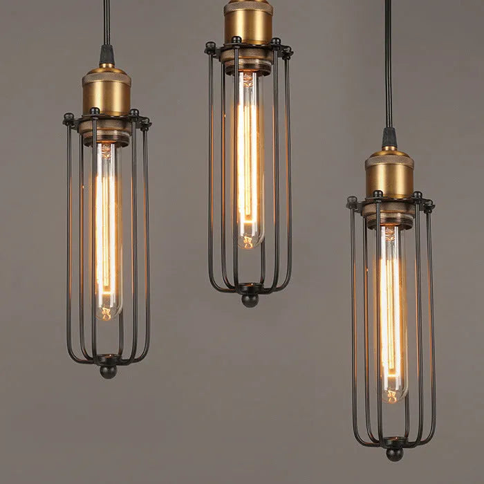 Brown iron industrial gladiator chandelier with Nordic retro design and fishing line shape.