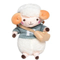 Small square crossbody bag in plush fabric with lamb pattern design and zip closure