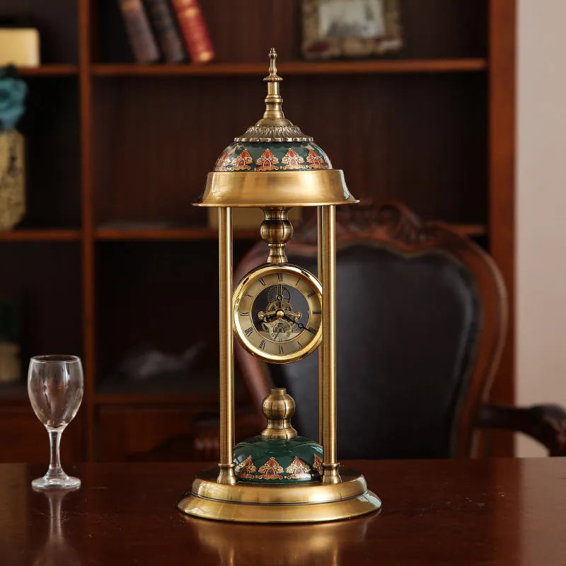 Nordic rectangular pendulum clock with metal frame, glass face, and dual clock hands plus LCD display