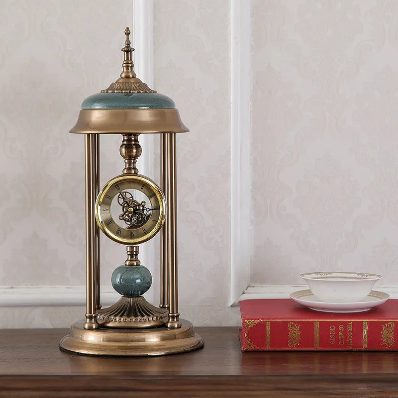 Nordic rectangular pendulum clock with metal frame, glass face, and dual clock hands plus LCD display