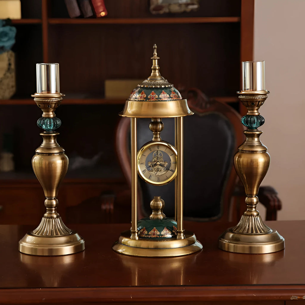 Nordic rectangular pendulum clock with metal frame, glass face, and dual clock hands plus LCD display