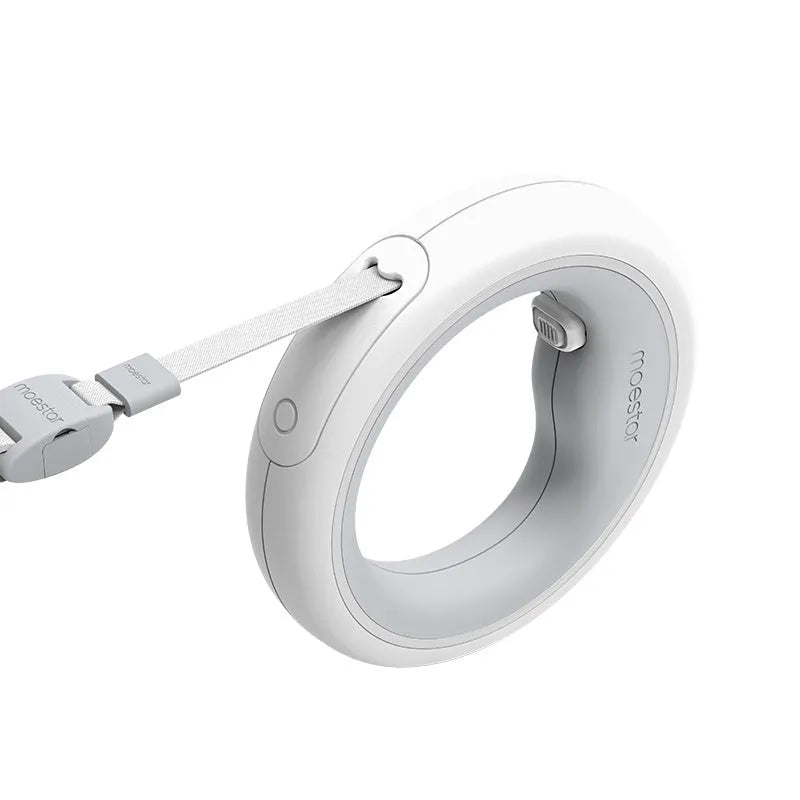 Meng Wangxing UFO retractable dog leash with detachable flashlight and ergonomic anti-slip handle in gray