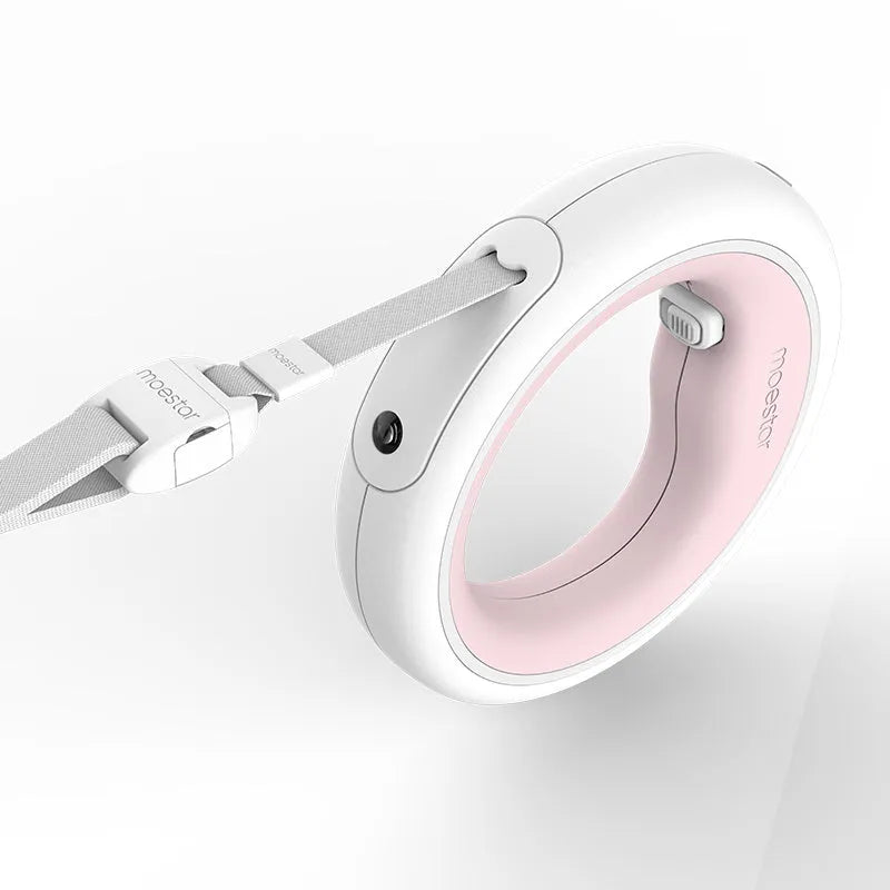 Meng Wangxing UFO retractable dog leash with detachable flashlight and ergonomic anti-slip handle in gray
