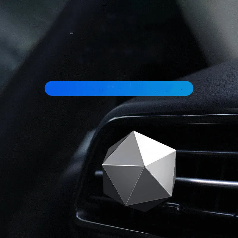 Silver zinc alloy octahedron car air outlet fragrance with sharp edges and vent clip