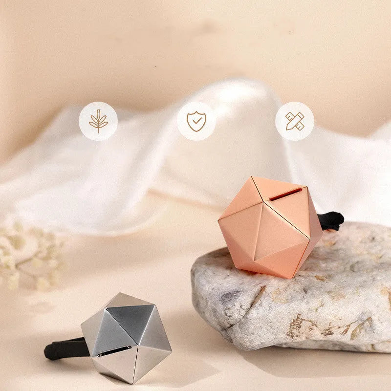 Silver zinc alloy octahedron car air outlet fragrance with sharp edges and vent clip