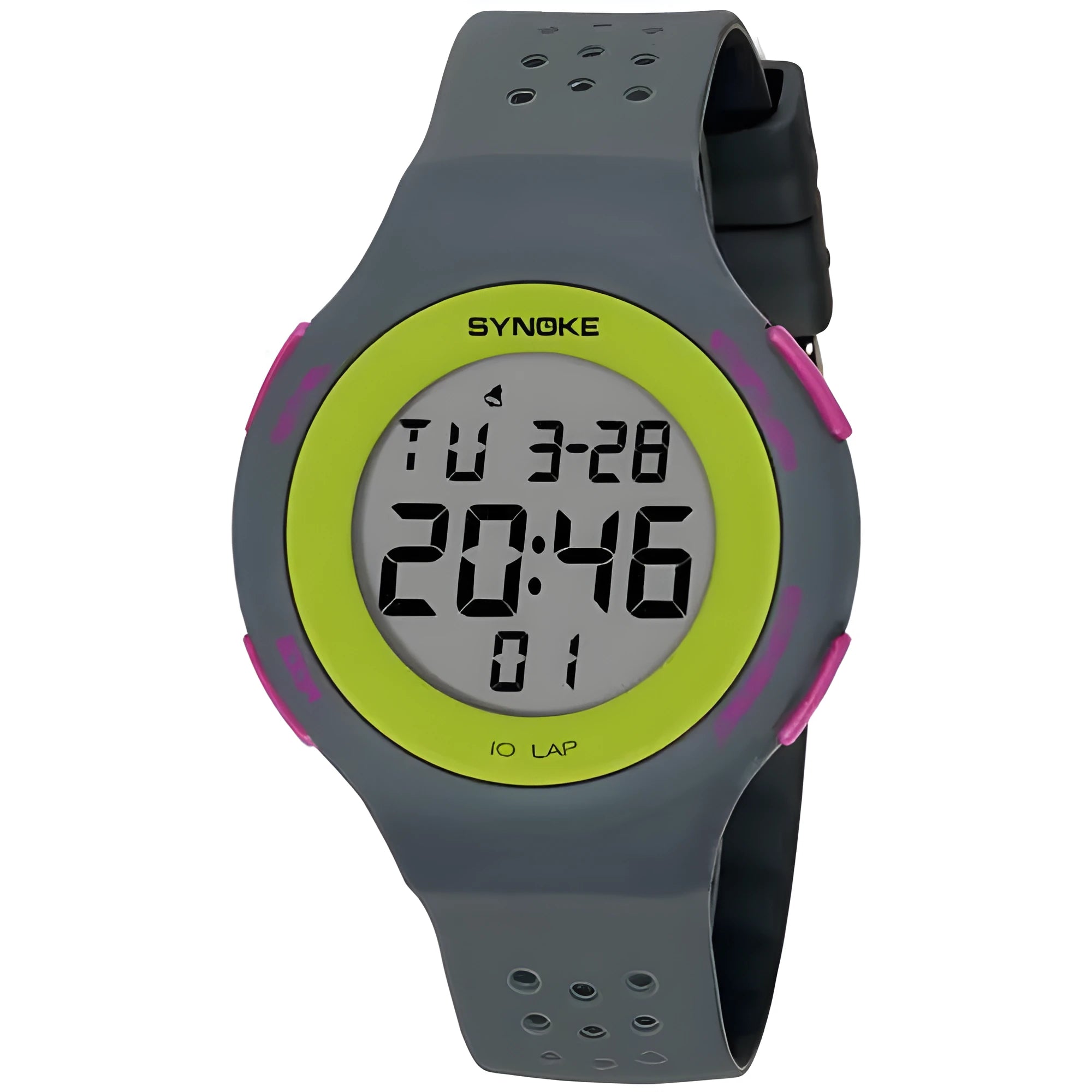 Thin LED digital swimming watch with 50m waterproof rating in multiple colour options.