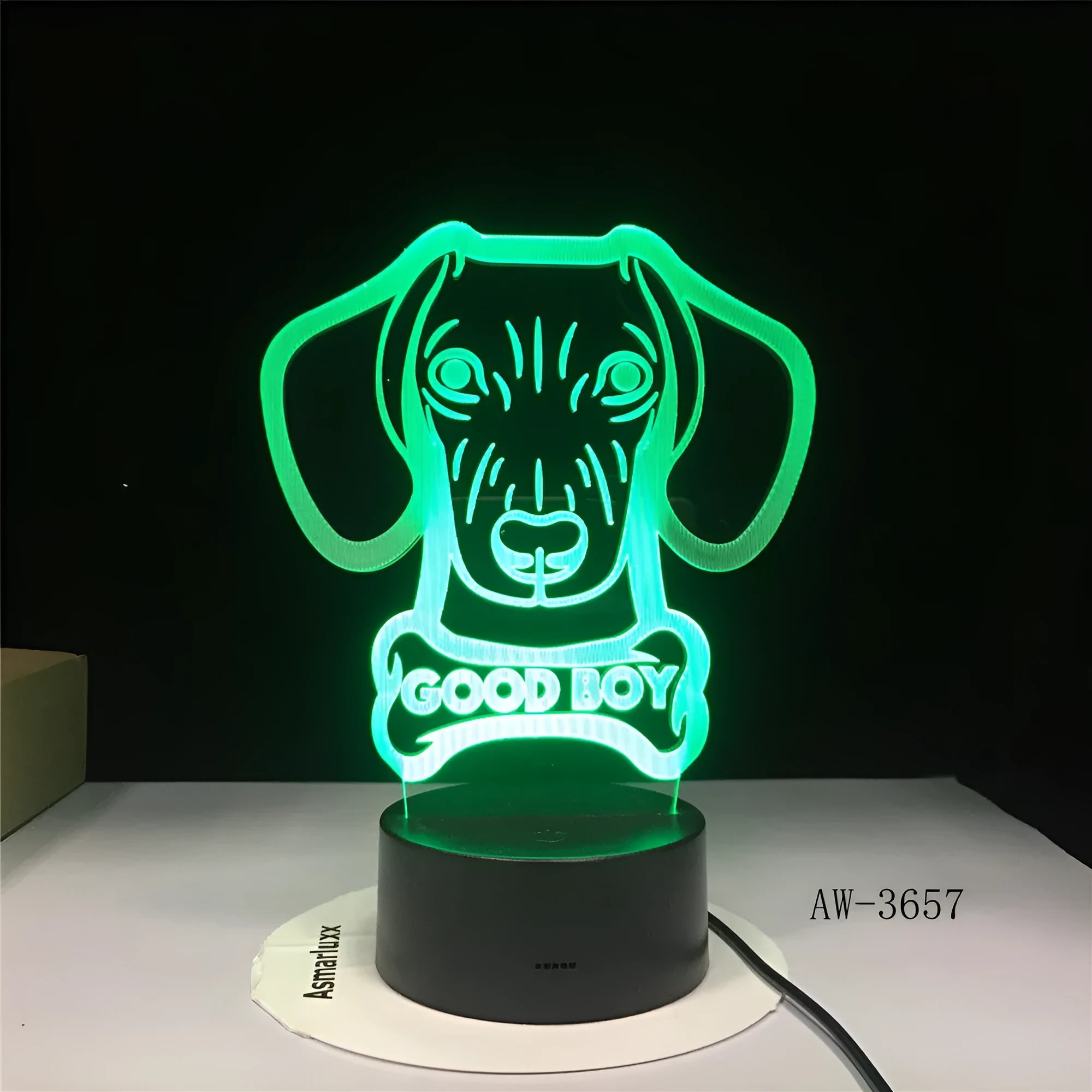 Remote control LED table lamp with colourful gradient acrylic shade on a black base
