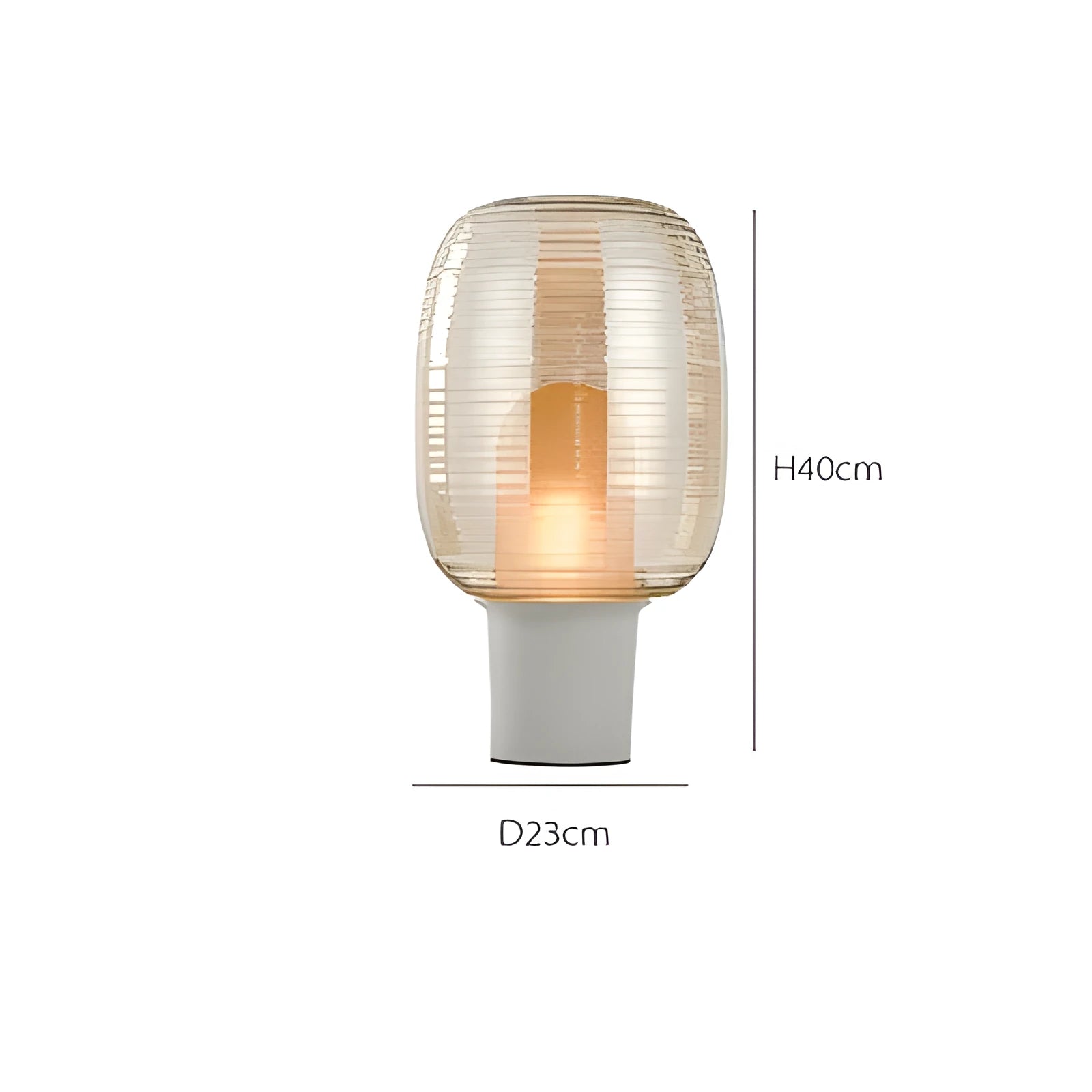 Simple modern glass table lamp in Cognac colour with a push-button switch and LED light