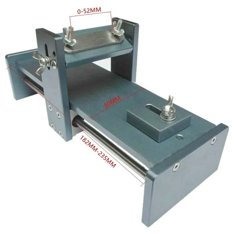 Aluminium alloy fixed angle sharpener tool for woodworking chisels and planer blades.