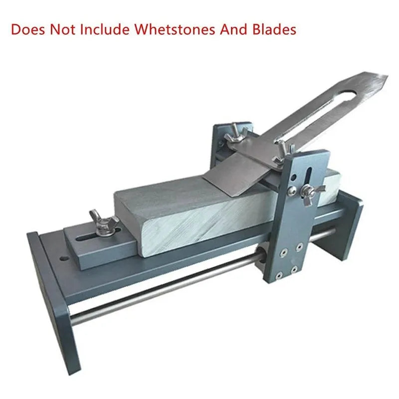 Aluminium alloy fixed angle sharpener tool for woodworking chisels and planer blades.