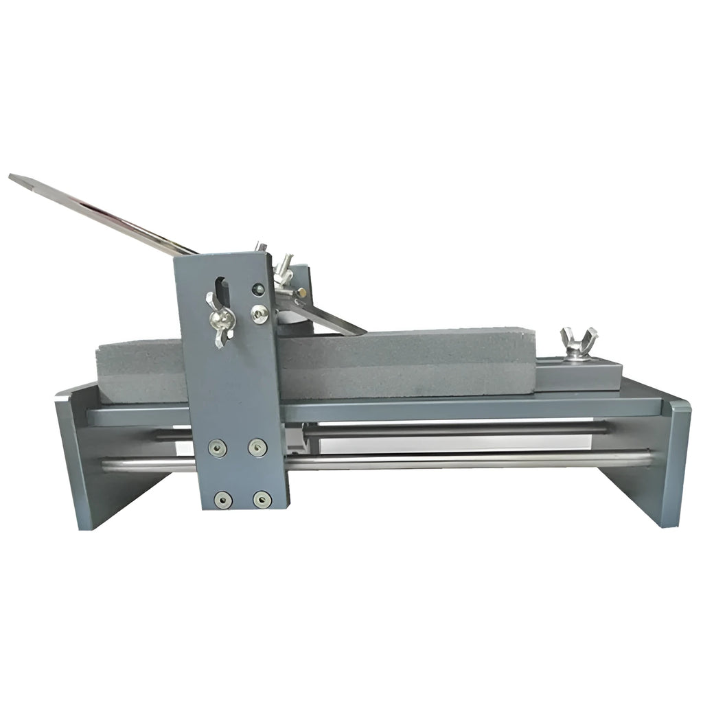 Aluminium alloy fixed angle sharpener tool for woodworking chisels and planer blades.