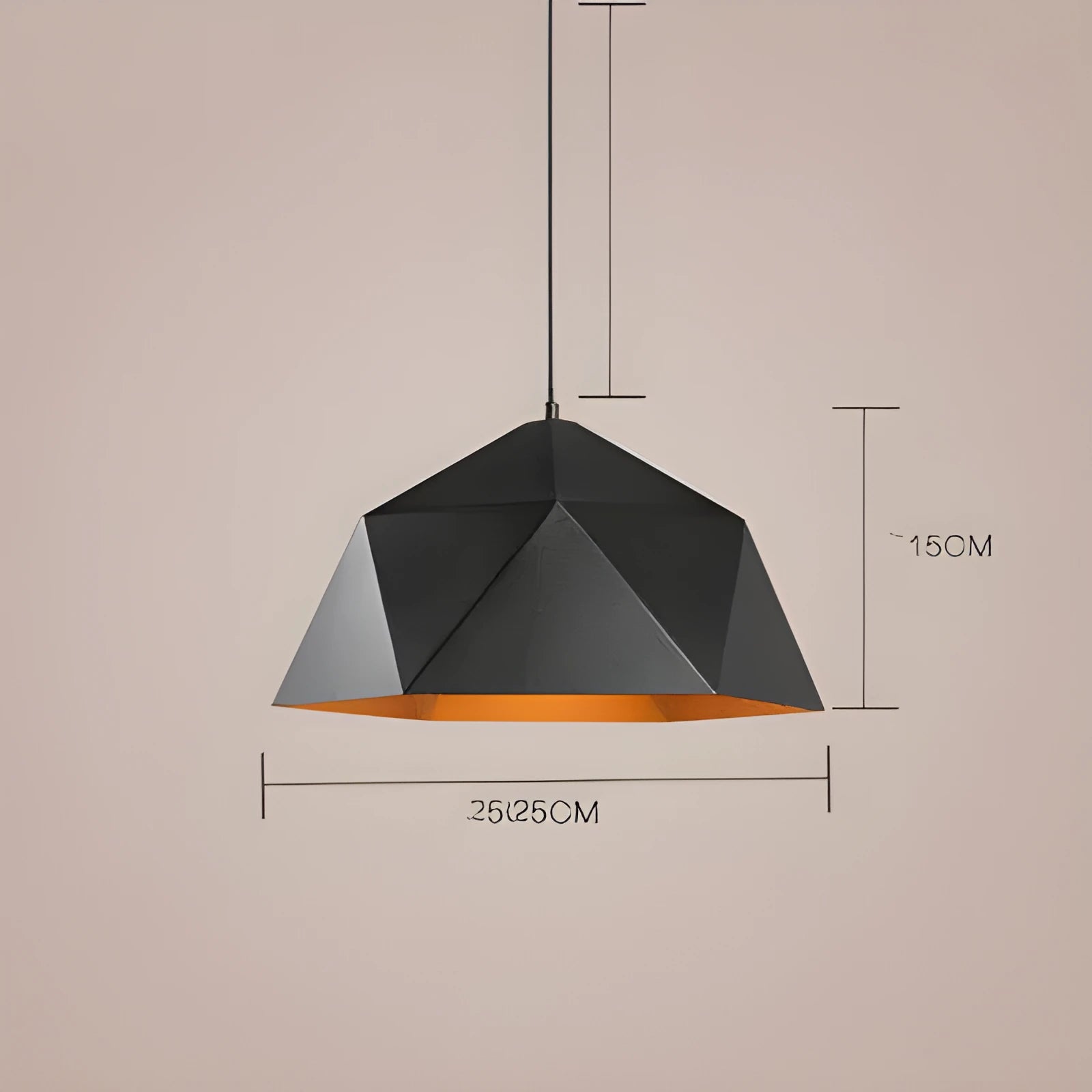 Single-head geometric iron chandelier in black or white, 25cm size, for balcony bar or restaurant use.