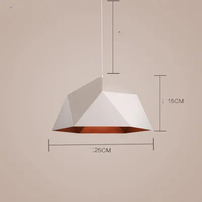 Single-head geometric iron chandelier in black or white, 25cm size, for balcony bar or restaurant use.