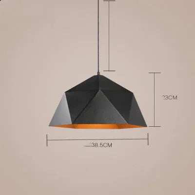 Single-head geometric iron chandelier in black or white, 25cm size, for balcony bar or restaurant use.