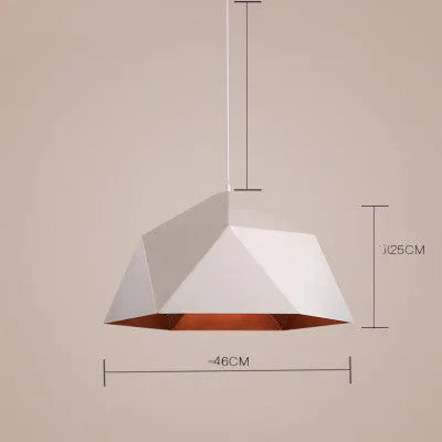 Single-head geometric iron chandelier in black or white, 25cm size, for balcony bar or restaurant use.