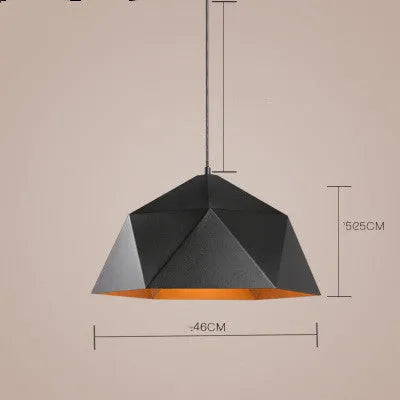 Single-head geometric iron chandelier in black or white, 25cm size, for balcony bar or restaurant use.