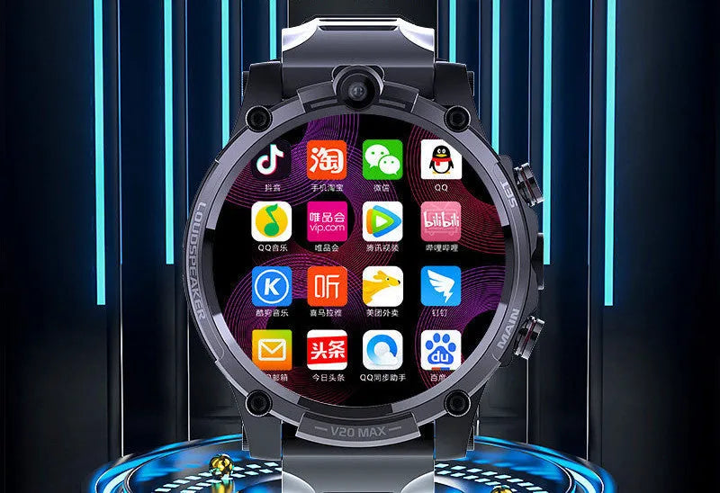 Black smart phone watch with 1.6-inch screen showing heart rate display on wrist