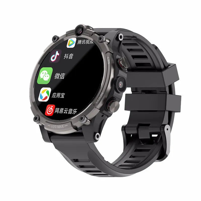 Black smart phone watch with 1.6-inch screen showing heart rate display on wrist