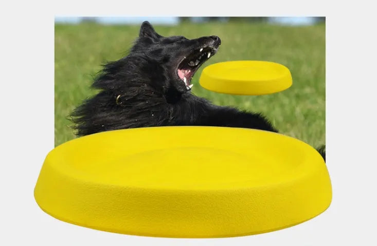 Yellow EVA pet dog throwing toy for training weighing 70g