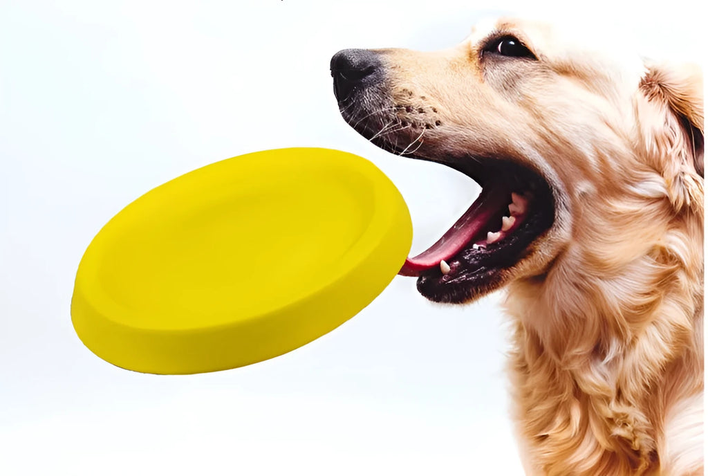 Yellow EVA pet dog throwing toy for training weighing 70g