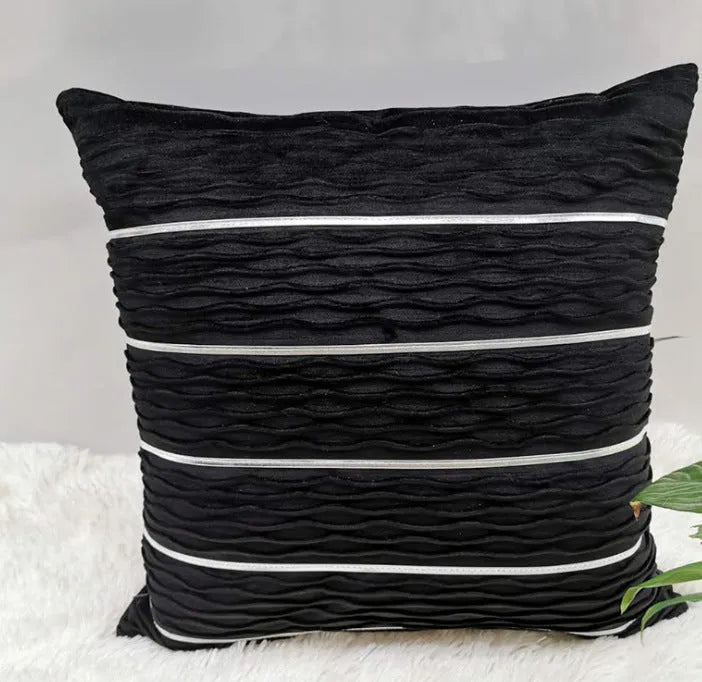Striped velvet cushion cover in multiple colours measuring 45x45cm