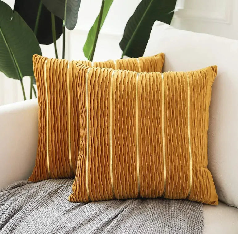 Striped velvet cushion cover in multiple colours measuring 45x45cm
