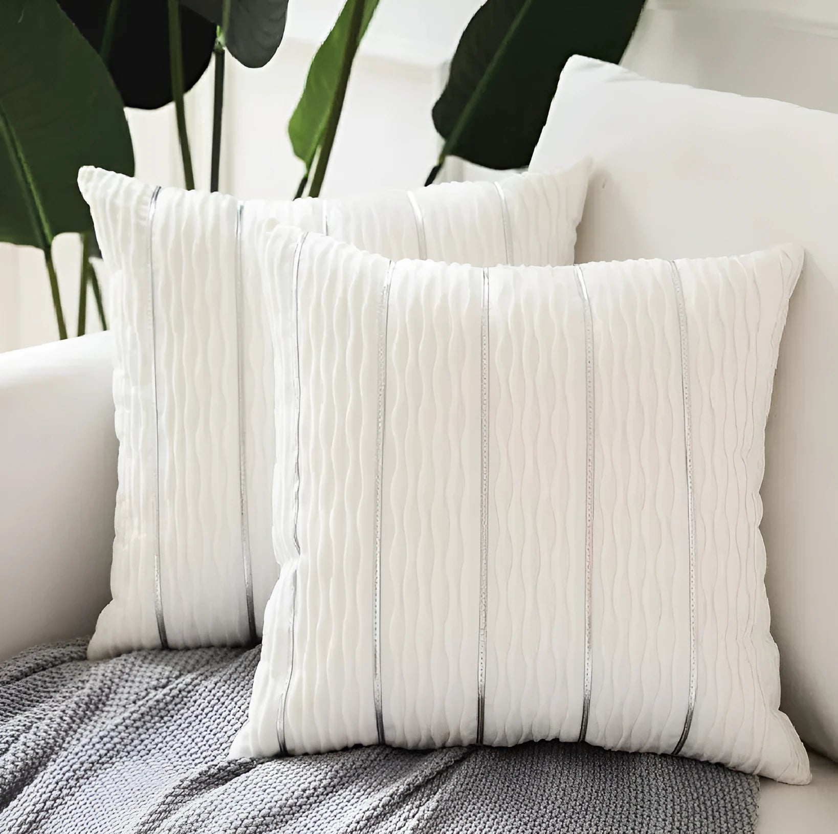 Striped velvet cushion cover in multiple colours measuring 45x45cm