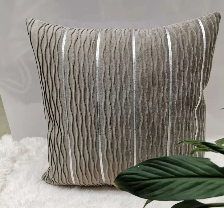 Striped velvet cushion cover in multiple colours measuring 45x45cm